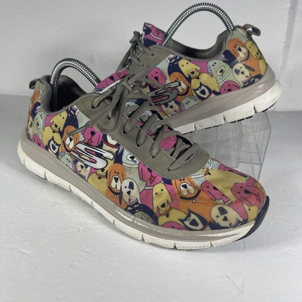 Skechers Work Relaxed Fit Shoes Womens Size 10 Dog Print Slip Resistant 77248